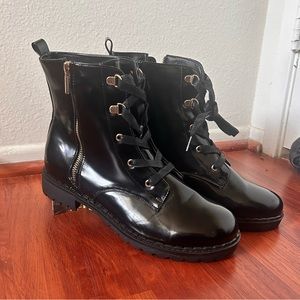 Patent Leather Combat Boots